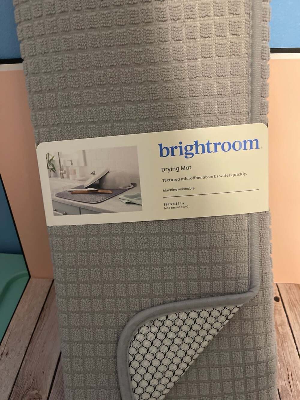 Brightroom Textured Microfiber Drying Mat, Grey, 18 in x 24 in - Picture 2 of 4